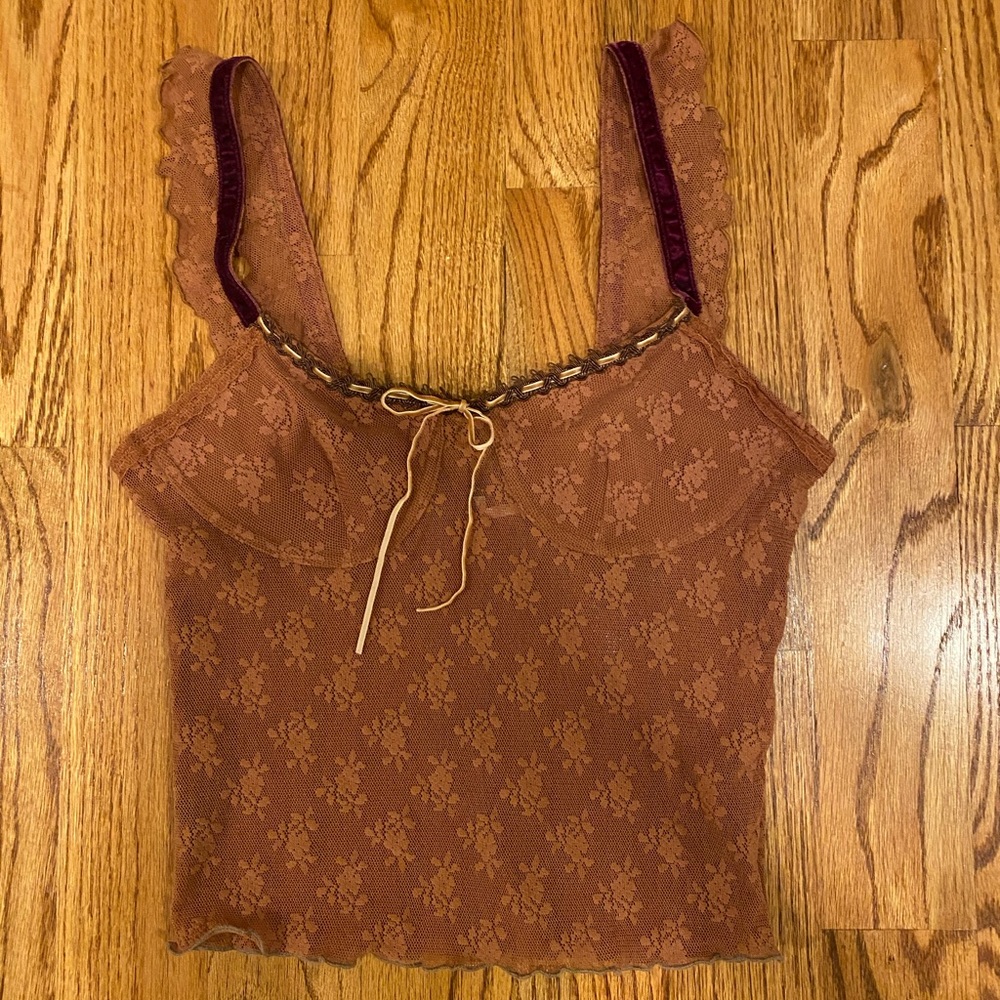 RARE Free People Sheer Lace Camisole Top